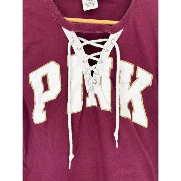 PINK by Victoria's Secret Maroon Campus Logo Tee Size M - Picture 3 of 7